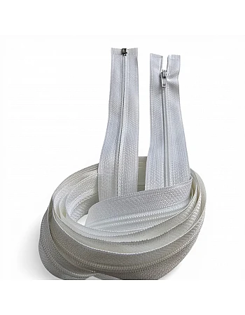 160 cm 62.99" T5 White Nylon Open-End Zipper | For Abayas, Overcoats and Long Coats | ZP00160T5