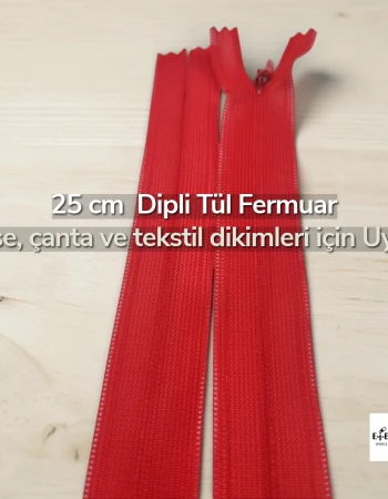 Gizli Fermuar 25 cm Tül Elbise ve Etek Fermuarı ZPHSN0025TUL