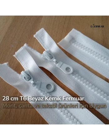28 cm Kalın Dişli Kemik Fermuar T6 Açık Uçlu - Separe  ZPHSN0028T6