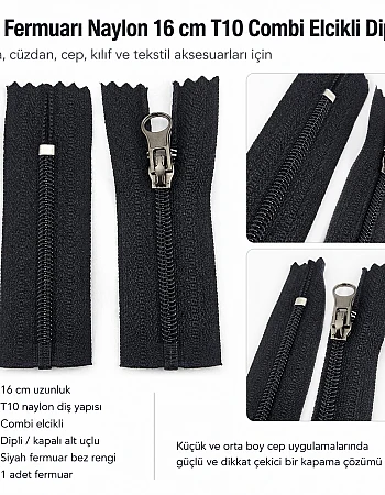 16 cm Combi Handle Nylon Pocket with Zipper Bottom - NC0016T10C