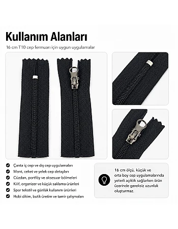 16 Cm Combi Elcikli Naylon Cep Fermuarı Dipli -  NC0016T10C