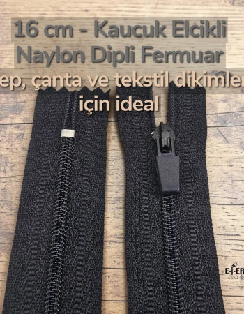 16 Cm Özel Elcikli Naylon Cep Fermuarı Dipli -  NC0016T5Ö