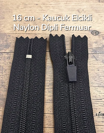 16 Cm Özel Elcikli Naylon Cep Fermuarı Dipli -  NC0016T5Ö