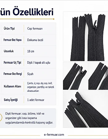 18 cm Dokuma Tül Fermuar -  NC0018DTUL