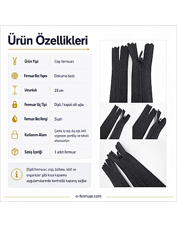 18 cm Dokuma Tül Fermuar -  NC0018DTUL