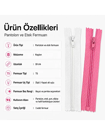 18 cm Nylon Pocket Zipper - Bottom Closure - NC0018T5