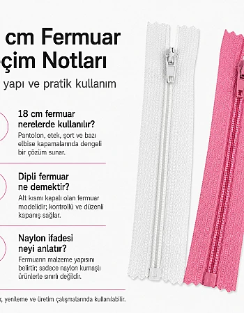 18 Cm Naylon Cep Fermuarı -  Dipli - NC0018T5