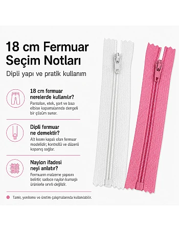 18 cm Nylon Pocket Zipper - Bottom Closure - NC0018T5