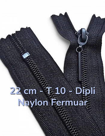 Pantolon ve Etek Fermuarı Naylon 22 cm T10 Kapalı Uçlu Boru Elcikli NC0022T10
