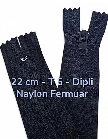 Pantolon ve Etek Fermuarı Naylon 22 cm T5 Kapalı Uçlu Revers Combi Kafa NC0022T5C