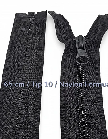 65 cm Tip 10 Naylon Mont Fermuarı Açık Uçlu Separe | Ceket ve Mont İçin | NC0065T10