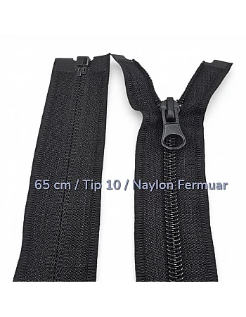 65 cm Tip 10 Naylon Mont Fermuarı Açık Uçlu Separe | Ceket ve Mont İçin | NC0065T10