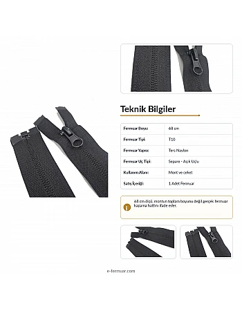 68 cm Nylon Jacket Zipper, Open End (Separate) - NC0068T10