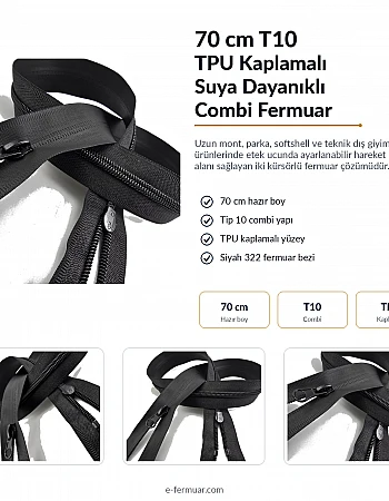 70 Cm Naylon Mont Fermuarı Açık Uçlu (Separe)  -  NC0070T10