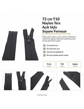 72 cm Nylon Jacket Zipper Open End (Separate) - NC0072T10