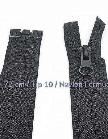 72 cm Tip 10 Naylon Mont Fermuarı Açık Uçlu Separe | Mont ve Ceket İçin | NC0072T10