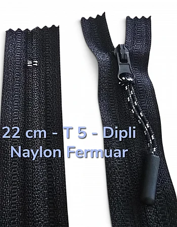 Pantolon ve Etek Fermuarı Naylon 22 cm T5 Kapalı Uçlu Revers Combi Kafa İpli NC0022T5CI