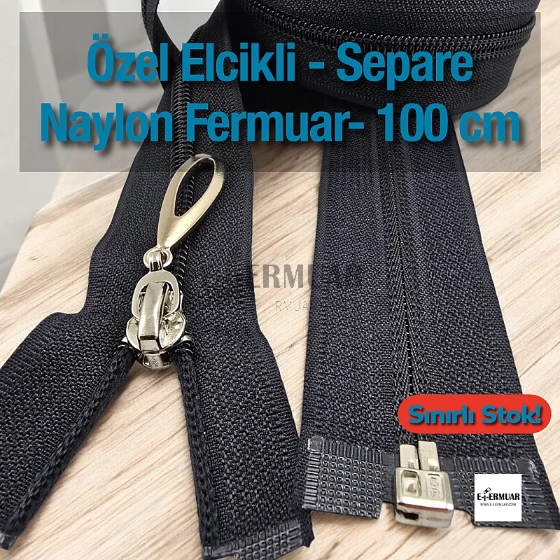 100 cm Nylon Special Handle-Type Abaya Zipper, Open End (Separate) - PR00100T10