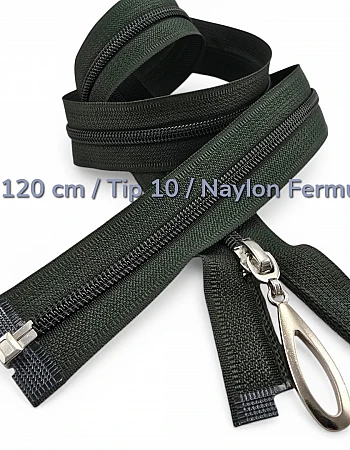 120 cm Naylon Özel Elcikli Ferace Fermuarı Açık Uçlu Separe | PR00120T10