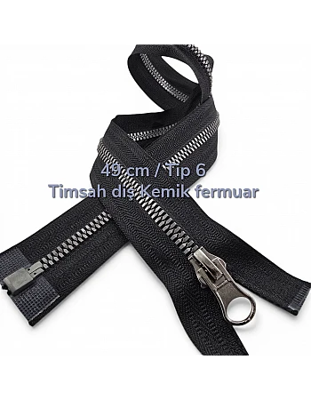 49 cm T6 Timsah Diş Kemik Fermuar Açık Uçlu Separe | Mont ve Ceket İçin | PR0049T6TMS