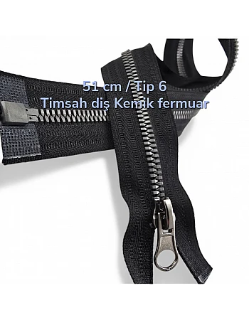 51 cm T6 Timsah Diş Kemik Fermuar Açık Uçlu Separe | Mont ve Ceket İçin | PR0051T6TMS