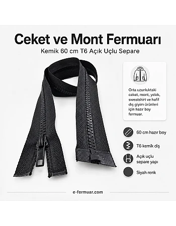 60 Cm Kemik Mont Fermuarı Açık Uçlu (Separe)  -  PR0060T6