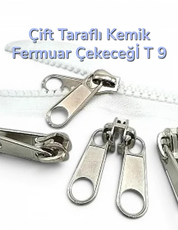 Kemik Fermuar Kursörü Çift Elcikli Tip 9  - Çadır Fermuarı Kursörü - ESB001T9C