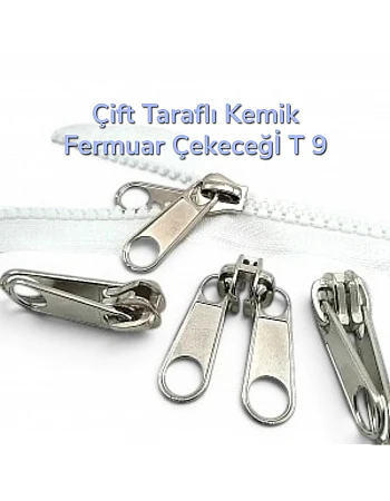 Kemik Fermuar Kursörü Çift Elcikli Tip 9  - Çadır Fermuarı Kursörü - ESB001T9C