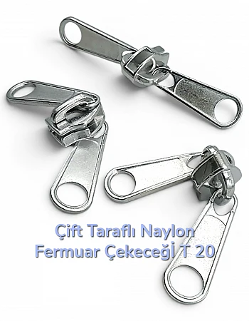 Naylon Fermuar Kursörü Çift Elcikli Tip 20  - Çadır Fermuarı Kursörü - ESB002N20C