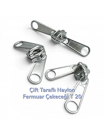 Naylon Fermuar Kursörü Çift Elcikli Tip 20  - Çadır Fermuarı Kursörü - ESB002N20C