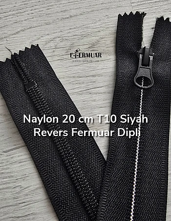 20 cm T5 Siyah Dipli Revers Fermuar – Combi Kafa Naylon Fermuar - ZP0020T10C