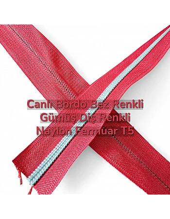 Vibrant Red Fabric with Nickel-Coloured Teeth Zipper - SRTNYLCT3
