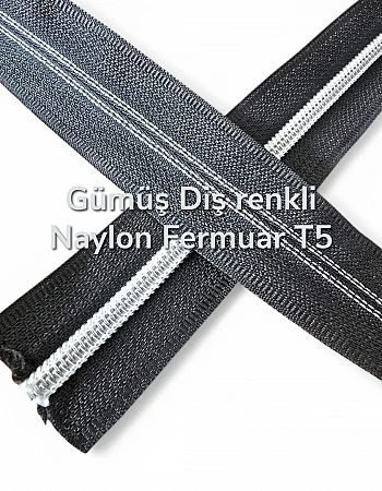 Naylon Gümüş Diş Renkli Şerit fermuar T 5 - SRTNYLGT5