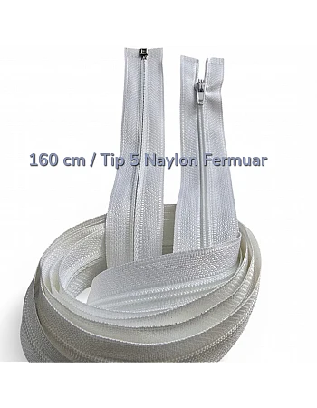 160 cm 62.99" T5 White Nylon Open-End Zipper | For Abayas, Overcoats and Long Coats | ZP00160T5