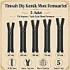 5 Adet Timsah Diş Kemik Mont Fermuarı Seti – 47–53 cm Kısa Mont ve Ceket İçin - ST-0003T5