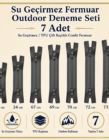 7 Adet Su Geçirmez Fermuar Seti – Outdoor, Mont, Çanta ve Teknik Tekstil İçin - ST-0004T5
