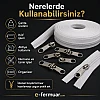 10 metre uzunluğunda kaliteli naylon şerit fermuar ve 10 adet çekecek içeren set.