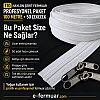 100 metre T10 naylon fermuar ve 50 dayanıklı çekecek içeren set, çeşitli projeler için ideal.