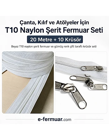 Nylon Tape Zipper Set #5 for Bags, Cases and Workshops - 20 Metres + 10 Sliders - ST-0009T10-20M10C