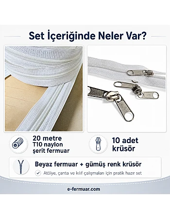 Nylon Tape Zipper Set #5 for Bags, Cases and Workshops - 20 Metres + 10 Sliders - ST-0009T10-20M10C
