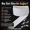 20 metre uzunlukta naylon fermuar ve 10 adet çekecek içeren set, çeşitli projeler için ideal.