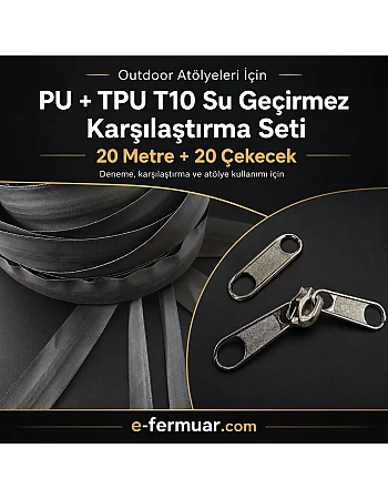 PU + TPU #5 Waterproof Zipper Tape Set for Outdoor Workshops – 20 Metres + 20 Sliders - ST-0011