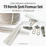 Branda ve Çadır Atölyeleri İçin T9 Kemik Şerit Fermuar Seti – 50 Metre + 25 Çekecek - ST-0012T9-50M25K