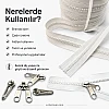 Branda ve çadır üretimi için 50m T9 kemik şerit fermuar ve 25 çekmece.