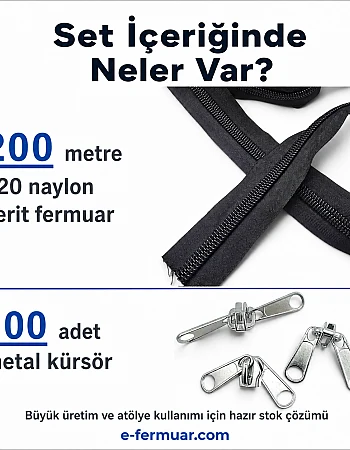 Branda ve Çadır Atölyeleri İçin T20 Naylon Şerit Fermuar Seti – 200 Metre + 100 Krüsör - ST-0013T20-200M100C