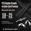 T20 Nylon Zipper Tape Set for Tarpaulin and Tent Workshops – 50 Meters + 25 Trimmers - ST-0013T20-50M25C