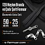 Branda ve Çadır Atölyeleri İçin T20 Naylon Şerit Fermuar Seti – 50 Metre + 25 Krüsör - ST-0013T20-50M25C