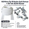 Atölyeler İçin Tip 10 Naylon Şerit Fermuar Orta Seviye Seti – 100 Metre + 50 Tek Elcikli Kürsör ST-T10T-NAYLON-100M50C