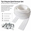 Kırlent ve Yastık Kılıfları İçin Tip 5 Naylon Şerit Fermuar Orta Seviye Seti – 50 Metre + 100 Tek Elcikli Kürsör ST-T5T-NAYLON-50M100K