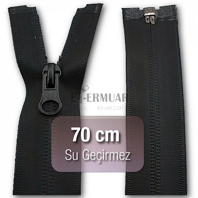 70 cm Su Geçirmez Mont Fermuarı Siyah F0006TPU